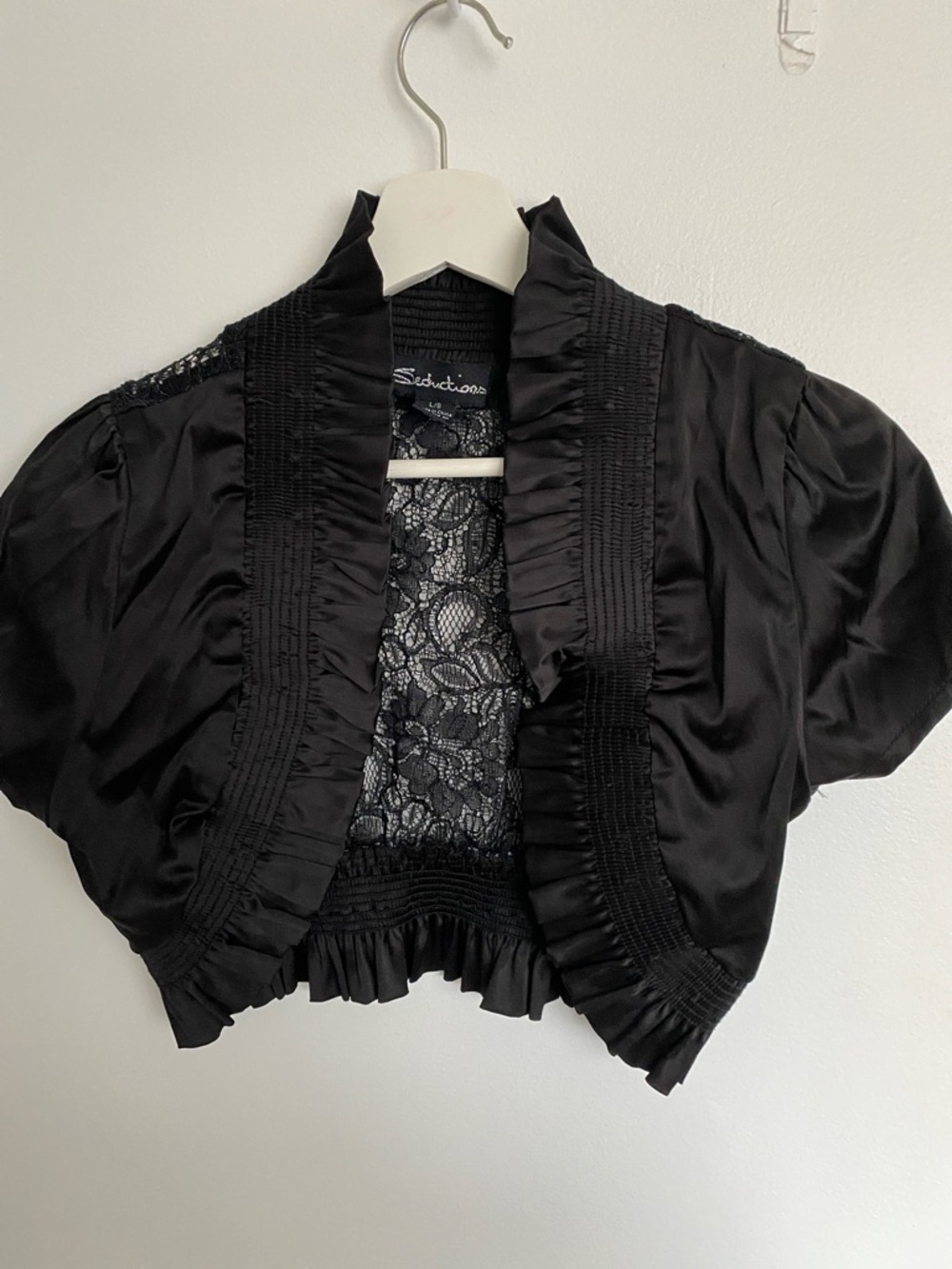 Silky Lace Bolero Jacket - Black